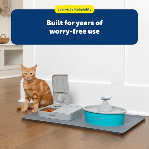 Vista 7 de PetSafe Tapete para fuente y alimentador, para perros y gatos, mantel individual de silicona para alimentos y agua, 26 x 16 pulgadas, impermeable
