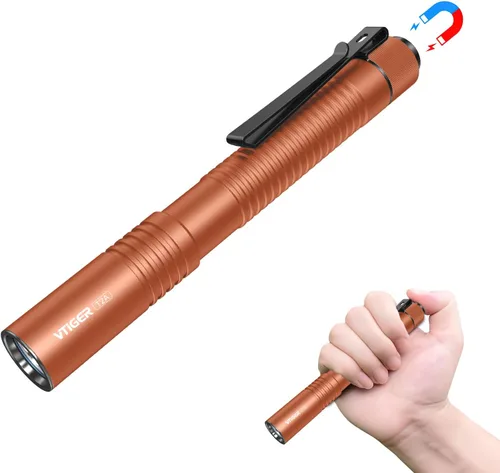 Vista 7 de VTIGER T2A - Linterna compacta EDC de 1500 lúmenes de alto, linterna LED recargable AA, superbrillante, pequeña, táctica, con bolsillo, con imán