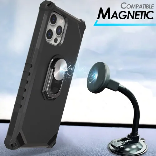 Vista 6 de Tri-Shield 2.0 - Funda para teléfono compatible con iPhone 12 Pro Max, ventilación fresca de grado militar con soporte de anillo extraíble