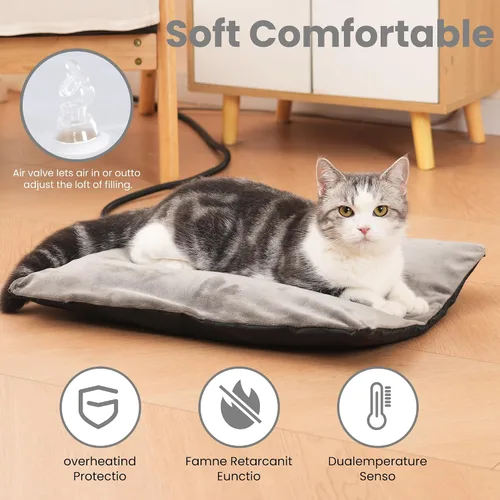 Vista 2 de Almohadilla térmica para exteriores, cama térmica para mascotas para perros pequeños, medianos, grandes y gatos, control automático de temperatura