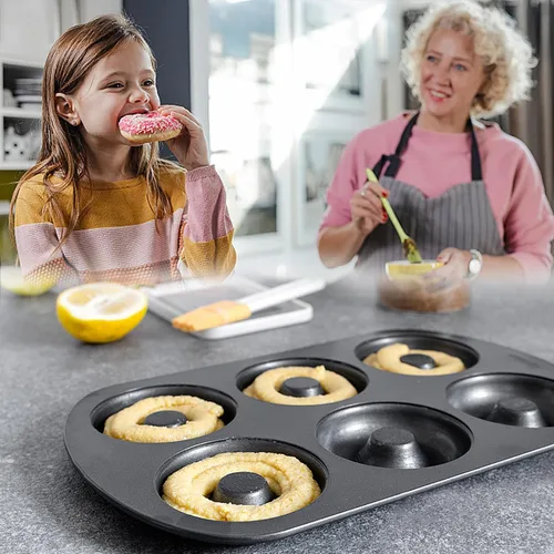 Vista 4 de Shudyear Molde para hornear de acero al carbono antiadherente para donas caseras para donas y postres, 1 unidad