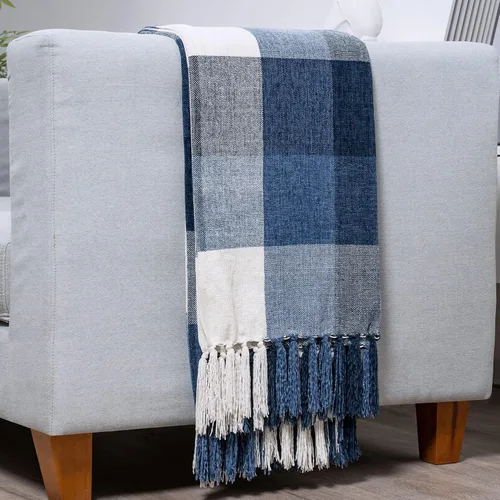 Vista 11 de RECYCO Manta Suave y Acogedora de Chenilla con Flecos de Borlas para Sofá, Silla, Cama, Sala de Estar, Regalo (Beige, 50" x 60")