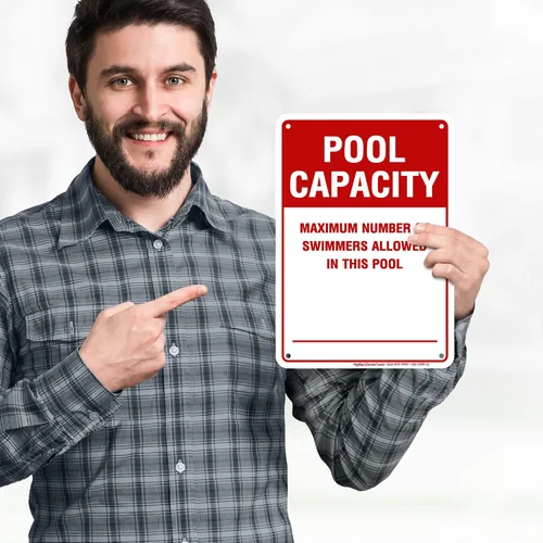 Vista 2 de Número máximo de nadadores permitidos en este cartel de piscina, 7 x 10 pulgadas, libre de óxido, aluminio 040, resistente a la decoloración