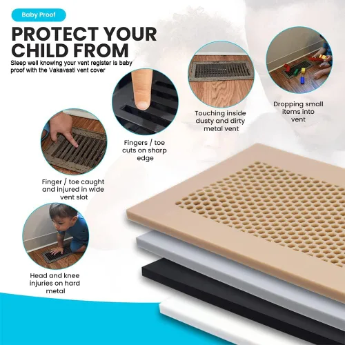 Vista 2 de Cubierta de ventilación de piso a prueba de niños, cubierta de ventilación de piso de silicona, para atrapar objetos pequeños producto seguro