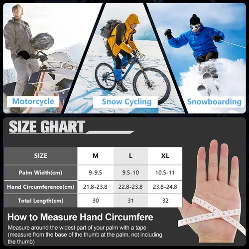 Vista 6 de Timepoch Guantes de invierno para hombres y mujeres, guantes cálidos para pantalla táctil, resistentes al viento, guantes térmicos, guantes de nieve