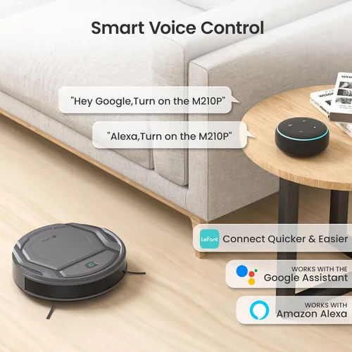 Vista 4 de Lefant M210 Pro Robot Aspirador, 2200Pa de Succión, Ultradelgado, Silencioso, Robot Aspirador Autocargable, Wi-Fi/APP, Compatible con Alexa (Gris)