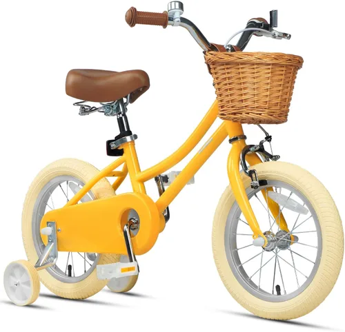 Vista 12 de Petimini Vintage Kids Bike for Girls, 12–20 Inch Classic Bicycle with Wicker Basket & Bell, High Tensile Steel Frame, Training Wheels (12–18”), 85%