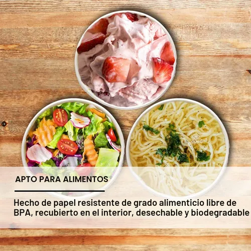 Vista 5 de Recipientes de sopa de papel de 12oz con tapas, cuencos de sopa desechables con tapas, 50