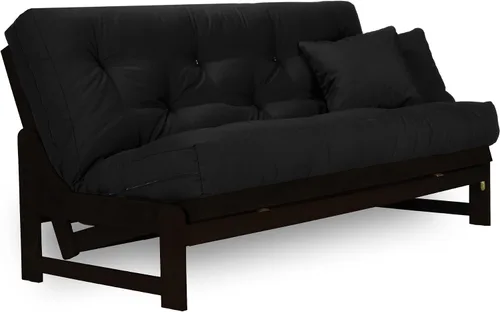 Vista 3 de Nirvana Futons Arden Dark Espresso - Juego de futón de tamaño matrimonial o queen, marco de futón de madera sin brazos con colchón