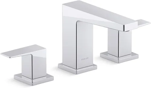 Vista 7 de KOHLER 24857-4-BL Honesty - Grifo de lavabo de baño de tres agujeros con drenaje emergente y pieza trasera, 0.5 GPM, negro mate