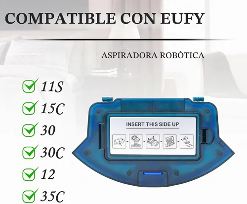 Vista 5 de Caja de basura de repuesto para aspiradora Eufy RoboVac 11S, 15C, 30, 30C, 35C, 25C, 12, 15T, 35C, G30