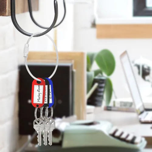 Vista 3 de CooBigo Paquete de 25 lazos de acero inoxidable de 0.079 pulgadas con revestimiento de alambre para llaves grandes de 6 pulgadas para mujeres