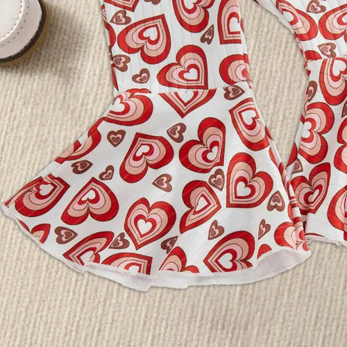 Vista 2 de TBUIALL Sudadera de manga larga con estampado de letras y estampado de corazón elástico para niña