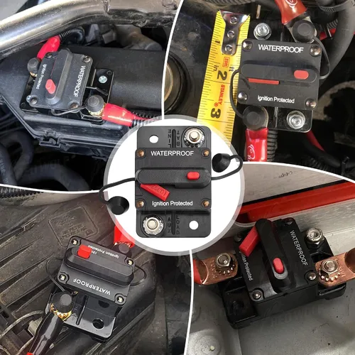 Vista 5 de RED WOLF Disyuntor de Circuito de 100A con Conector de Terminal de Anillo de Batería de Calibre 6, Interruptor de Reinicio Manual para Motor