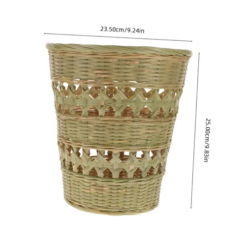 Vista 4 de Cesta de basura de ratán, cubo de basura de ratán, cesta de basura redonda de mimbre, contenedor de basura para cocina, sala de estar, dormitorio