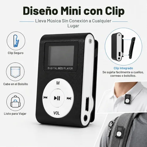 Vista 2 de Reproductor de música Reproductor de MP3 Pantalla Mini