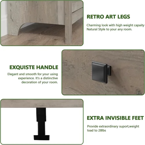 Vista 3 de Vikiullf – Cómoda de 7 cajones - Cajonera de dormitorio de madera, cajones de almacenamiento grises para dormitorio, sala de estar, organizador