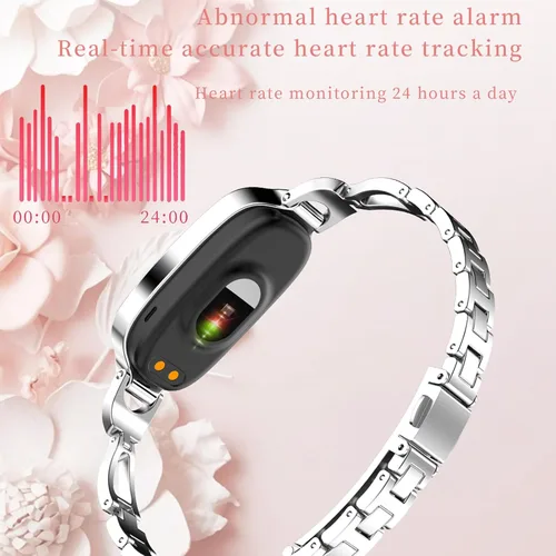 Vista 4 de Rastreador de actividad física para mujer, reloj inteligente de fitness con monitoreo del sueño, monitor de frecuencia cardíaca, contador de pasos
