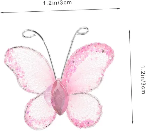Vista 2 de NUOBESTY 50 alas de nailon de organza con purpurina de malla con purpurina para decoración de mariposas, gema decorativa con purpurina para mesa