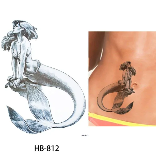 Vista 8 de Glaryyears Tatuajes temporales de sirena de ángel para mujeres y niñas, paquete de 6 calcomanías de tatuaje falsas, tatuajes realistas de larga