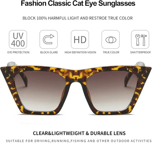 Vista 2 de Gafas de sol cuadradas ojo de gato para mujer gafas de sol clásicas de cato oversize para mujeres