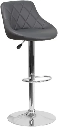 Vista 7 de Pemberly Row Quilted Bucket Seat Adjustable Bar Stool, Brown Vinyl Upholstery, Chrome Base with Footrest, Swivel Counter to Bar Height Stool for