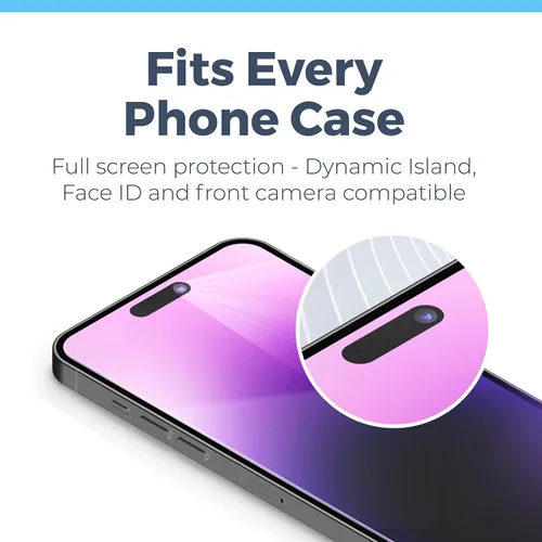 Vista 5 de Power Theory Protector de pantalla para iPhone 14 Pro Max, pantalla de vidrio templado de alta calidad para una máxima protección en tu iPhone 14