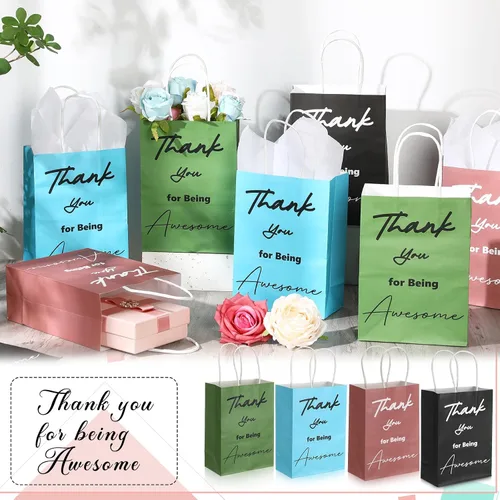Vista 4 de Sweetude 48 bolsas de regalo de agradecimiento a granel con asas para profesores, compañeros de trabajo, personal, regalo de agradecimiento por ser