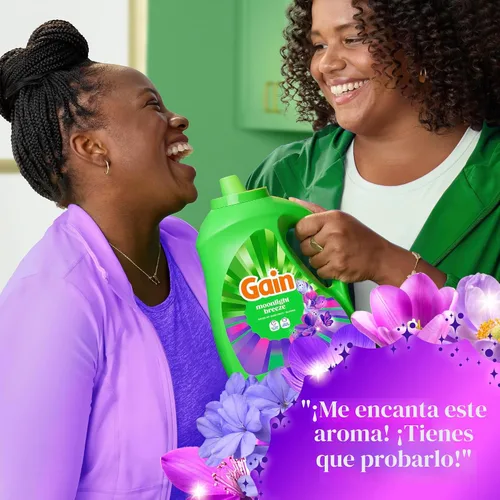 Vista 11 de Gain Detergente líquido para ropa con defensa del olor, aroma Moonlight Breeze, jabón de lavandería para lavadoras HE, 60 onzas líquidas, 45 cargas