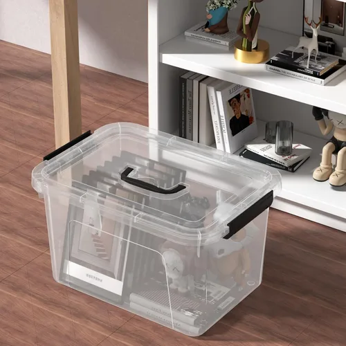 Vista 6 de Paquete de 4 cajas de almacenamiento transparentes de 17.5 cuartos de galón, contenedor de almacenamiento de plástico con tapas