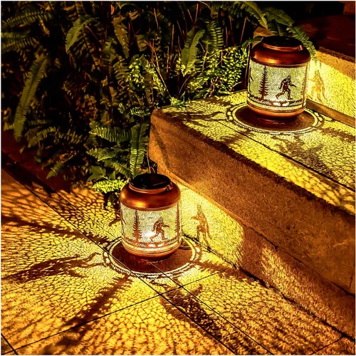 Vista 3 de Linternas solares Bigfoot para exteriores impermeables, luces solares colgantes Bigfoot Sasquatch, regalos para hombres y mujeres/regalos