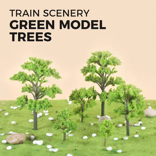 Vista 7 de Yetaha 20 piezas de árboles modelo en miniatura, modelo de adorno de plantas pequeñas, arbustos pequeños para hadas, jardín, tren, paisaje