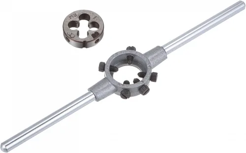 Vista 12 de uxcell Juego de llaves de mango de troquel, M7 x 0.5 roscado redondo y 0.984 in (dados M7-M9) soporte ajustable herramienta de mano