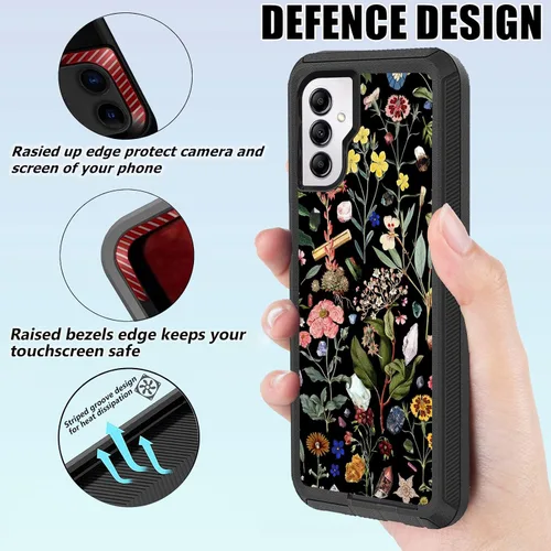 Vista 3 de Funda compatible con Samsung Galaxy A14 5G con protector de pantalla [resistente a prueba de golpes] bonita funda protectora floral para Samsung