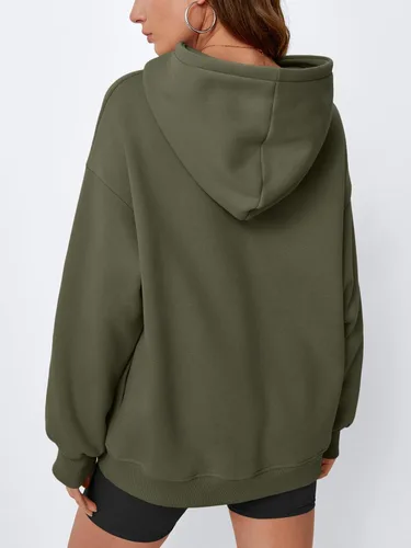 Vista 4 de EFAN Sudadera cómoda con capucha de gran tamaño para mujer Verde Armada (ArmyGreen)