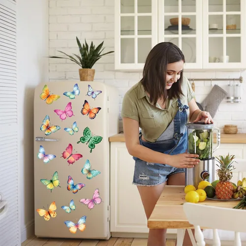 Vista 7 de Calcomanías de pared de mariposa de acuarela para dormitorio de niñas, calcomanías de pared para niños, bebés, guardería, decoración de bricolaje
