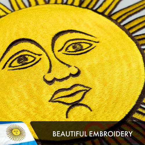 Vista 4 de G128 Bandera argentina 3 x 5 pies Serie doble ToughWeave Poliéster 210D bordado de doble cara Bandera de país, diseño bordado