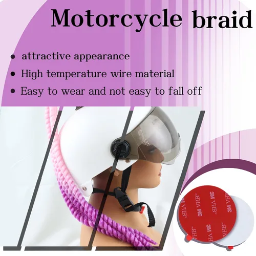 Vista 3 de Trenzas para casco de motocicleta, con ventosa desmontable, moño, para bicicleta, cola de caballo, cola de caballo, 1 unidad (casco no incluido)