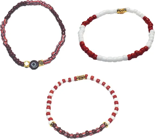 Vista 22 de Juego de 3 pulseras de cuerda elástica de santería de ojo malvado hechas a mano Obatala Oshun Yemaya Orula Elegua Oya Ogun Ochosi Shango Babalu Aye