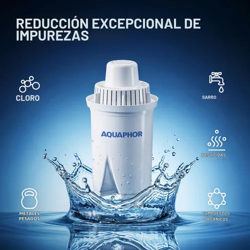 Vista 3 de AQUAPHOR - Jarra con filtro de agua ideal de 7 tazas con 1 filtro B15 - Negro