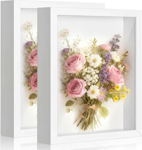 Vista 9 de Marco de Caja de Sombra 8x10 pulgadas - Paquete de 3 Cajas de Sombra Profunda de Madera con Vidrio, Vitrinas de Exhibición Adecuadas para Fotos
