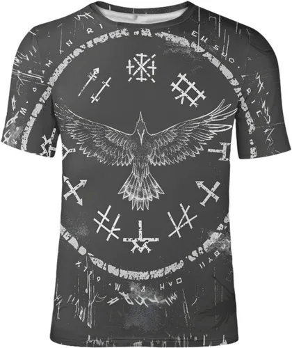 Vista 8 de GLUDEAR Camiseta Vikings para hombre, novedad con estampado 3D de mitología nórdica Aurora Galaxy Life Tree