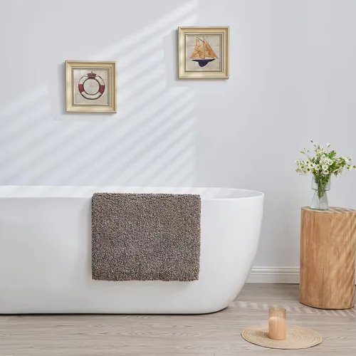 Vista 5 de CozeCube Tapetes de baño circulares de vellón para baño, esponjosos, absorbentes, de microfibra de secado rápido, antideslizantes, lavables