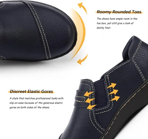 Vista 4 de LAZYPOP Mocasines de cuero clásicos y cómodos para mujer, bonitos zapatos de vestir informales, ligeros, para caminar, zapatos planos