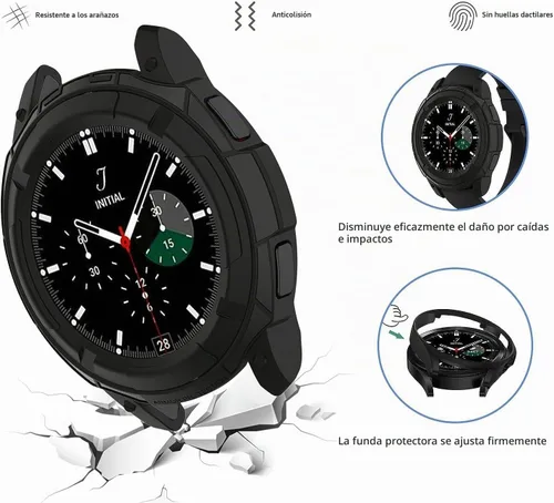 Vista 3 de E ECSEM Funda compatible con Samsung Galaxy Watch 6 Classic de 1.73 pulgadas y 1.77 pulgadas, carcasa de borde completo con anillo de bisel