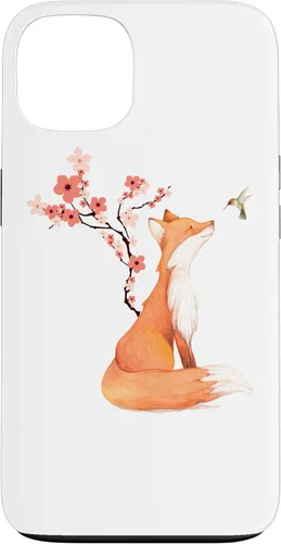 Vista 7 de The Cute Fox and Hummingbird Cherry Blossom Flower Present Case for iPhone 17