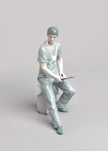 Vista 6 de LLADRÓ Figura de cirujano. Figura de médico de porcelana.