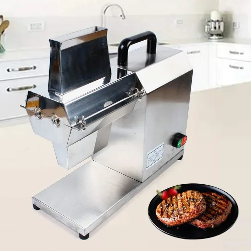 Vista 3 de Ablandador eléctrico de carne Commercia de 110 V, máquina de carne Cuber de 450 W, 180 rpm, carne de res de acero inoxidable, aplanar la cocina