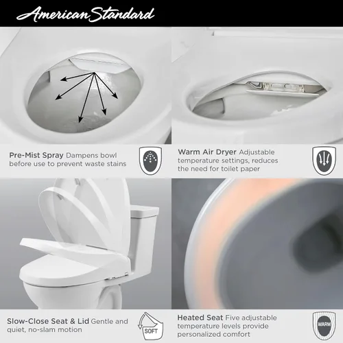 Vista 8 de American Standard 8018A60GRC-020 Advanced Clean 3.0 SpaLet Asiento eléctrico para bidé, alargado, color blanco