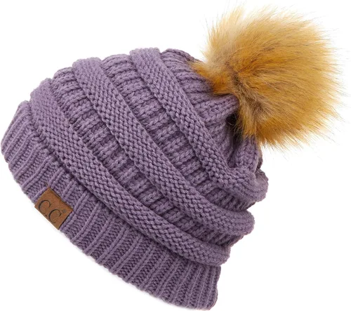 Vista 79 de Gorro unisex liso con pompón y ribete (HAT-43) de C.C Hatsandscarf Exclusives Marfil